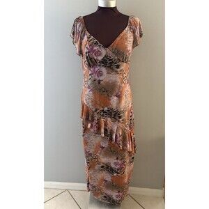 Riley & James Babydoll Dress Size XL Brown Floral Forest Fairy Ruffle Whimsigoth